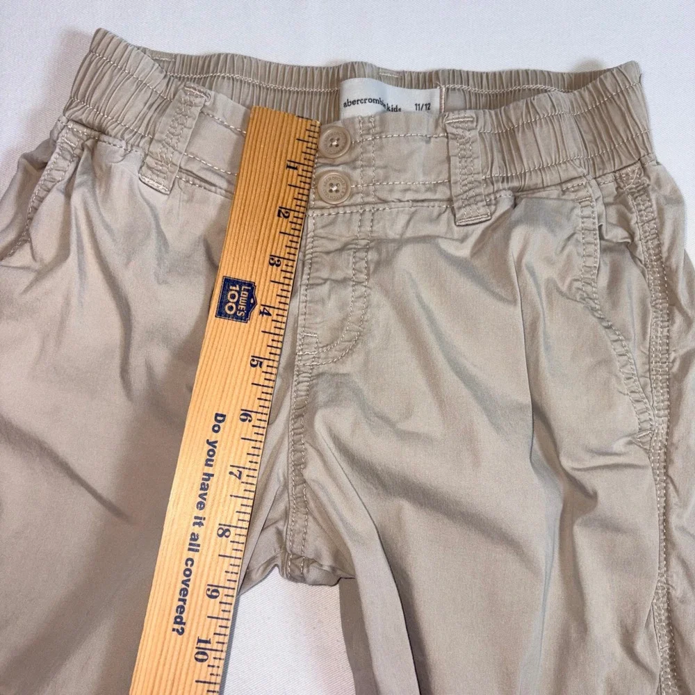 Abercrombie Kids Cargo Jogger Pants age 11 / 12 Tan  Elastic Waist Utility
